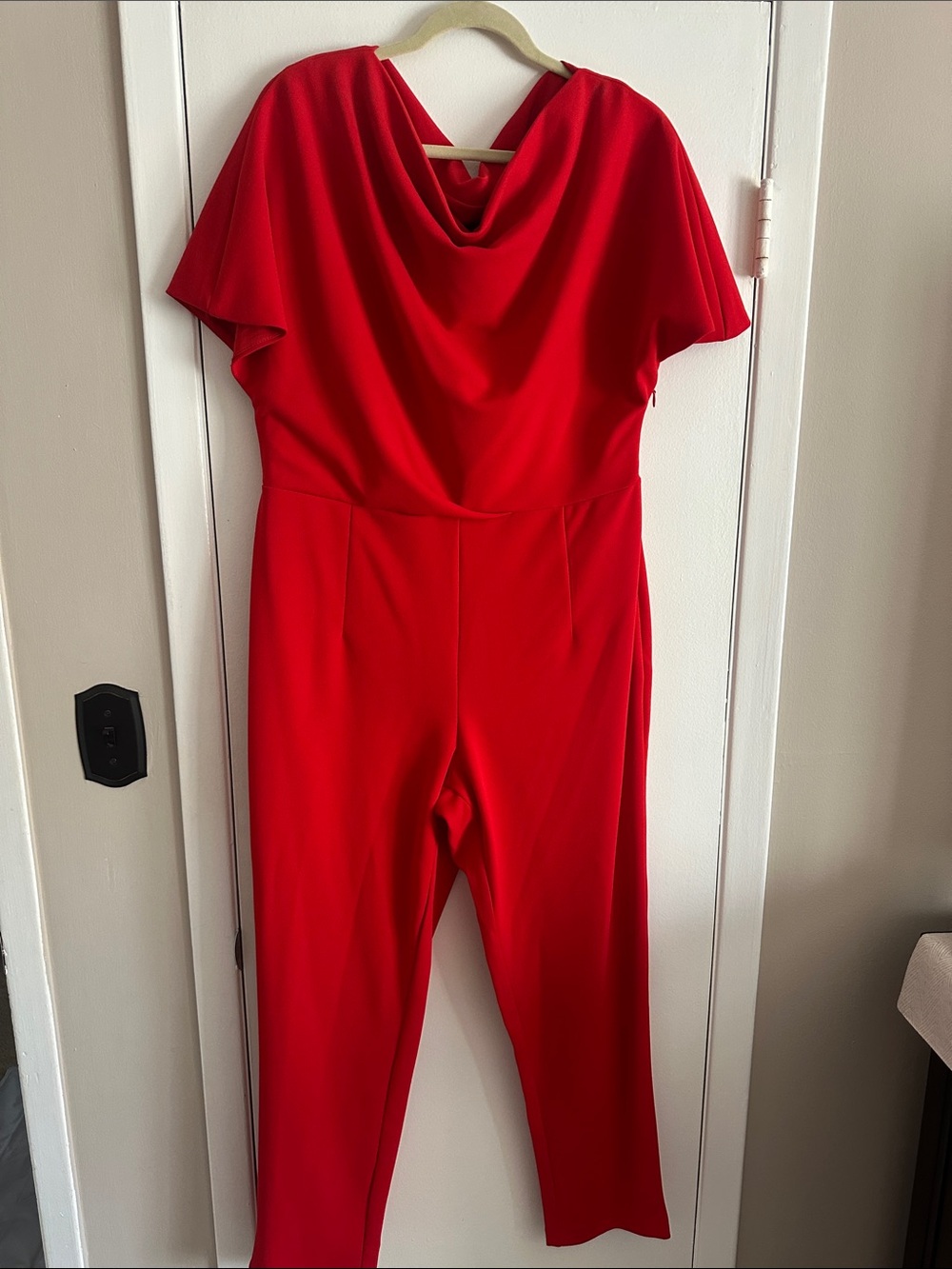 Elegant Red Cowl-Neck Jumpsuit for Women